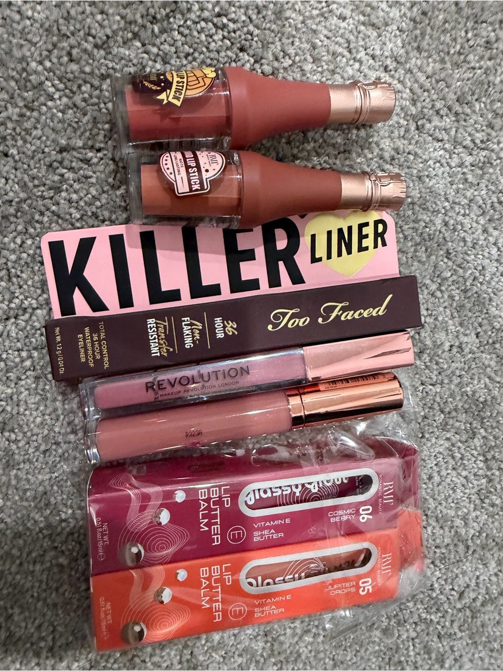 Too Faced Killer liner and variety of lip colors. First two photos have all that